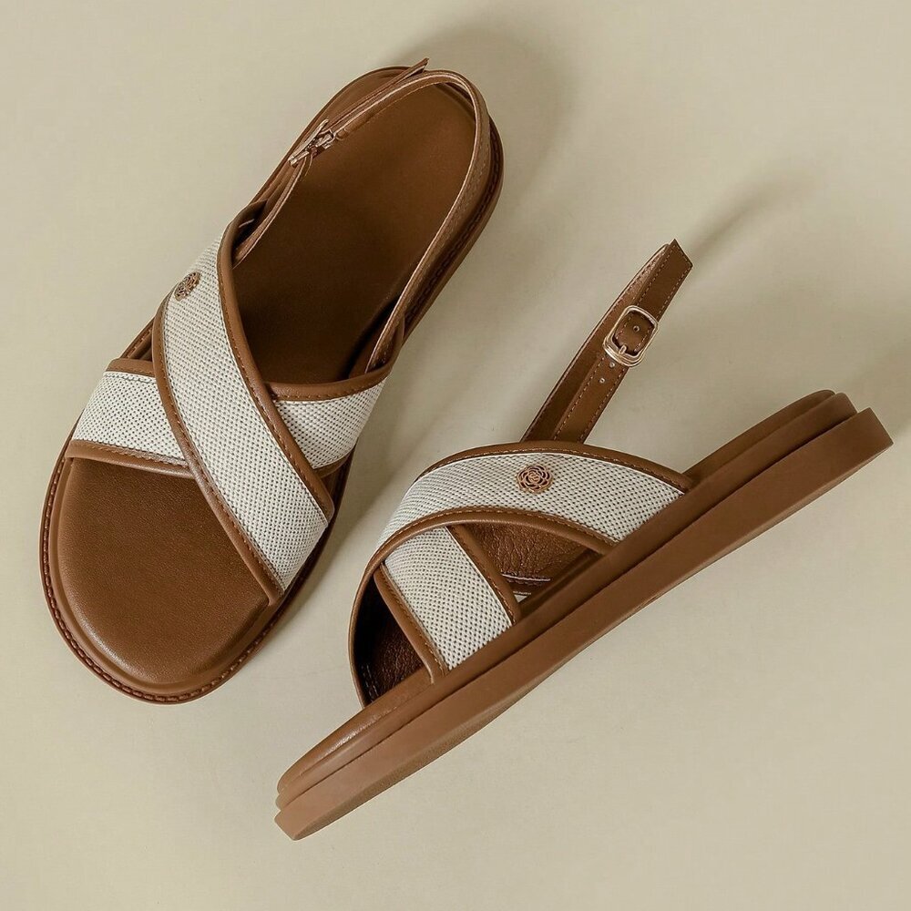 Brown Bohemian Women's Thick Sole Strap Buckle Sandals